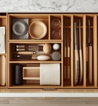 kitchen drawer organization with organized utensil drawers